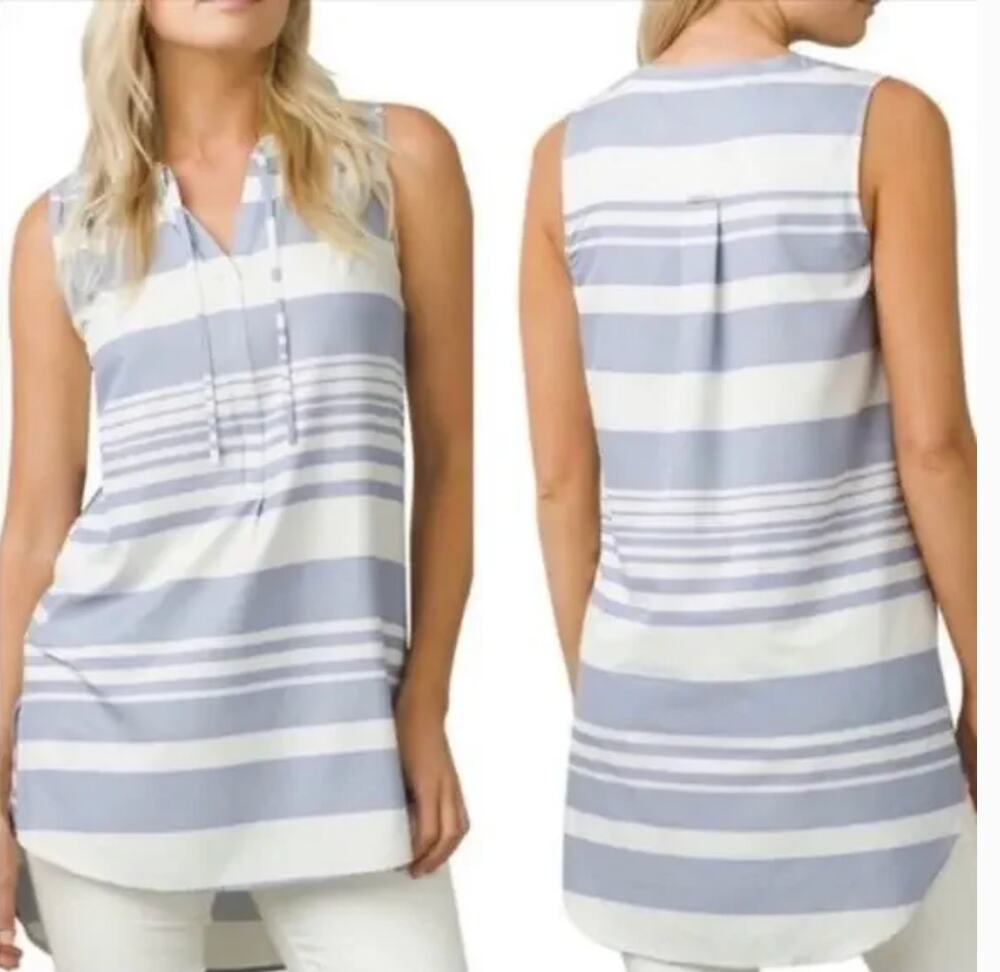 Prana Natassa Blue White Natutical Striped Tunic Tank Top Shirt XS